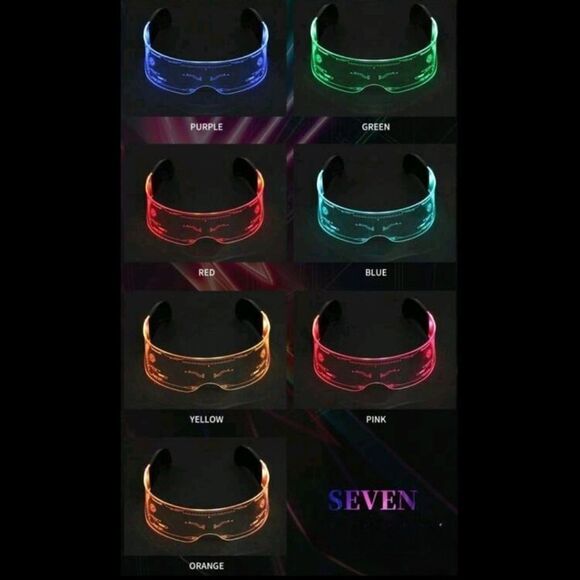 Colorful Cyberpunk LED Light Up Party Rave Eye Glasses - Picture 6 of 10